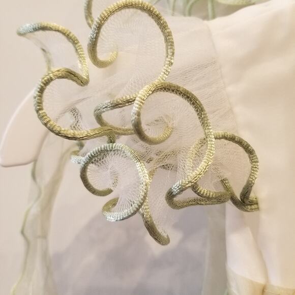 Y.K.I Ivory Tuille Dress & Matching Hat Short Sleeve Pullover Girl Sz M 9 Months - Picture 9 of 14